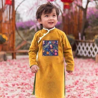 Áo dài nhung bé trai (còn đỏ và vàng)