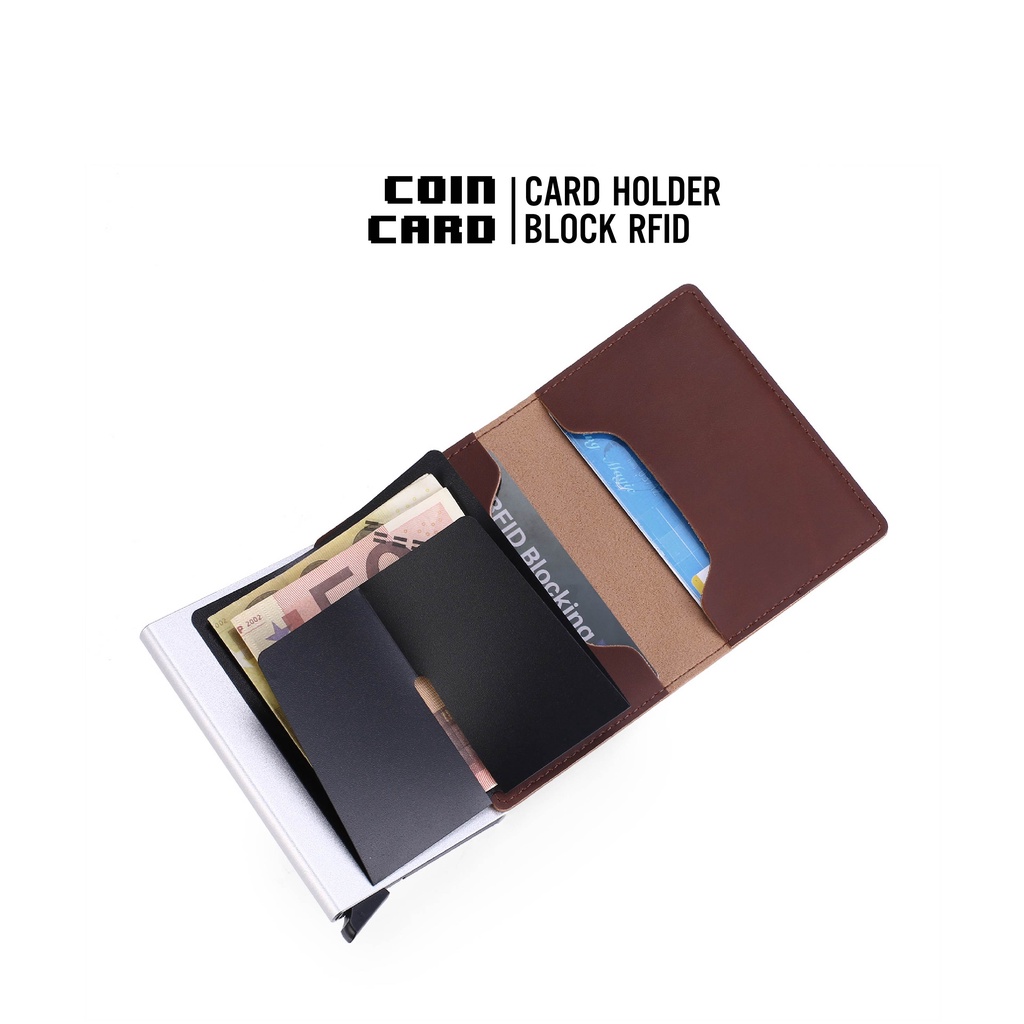 CARD HOLDER có ngăn đựng kim loại chống trộm quẹt thẻ nhiều khe cắm - COINCARD