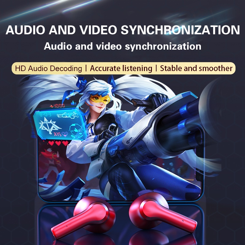 Tai nghe Red Metal Gaming Bluetooth 5.3 nhet tai thể thao hot thời trang chấtlượng the thao tai nghe điện thoại pro siêu nhét tai không dây audio ko dây nút nhét tai comic TWS wireless  earphone PUBG earpods