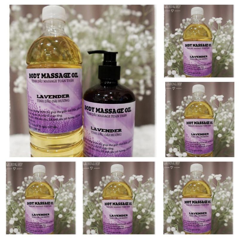 1 Lít Dầu Massage Body Tinh Dầu Lavender Thiên nhiên Dùng Cho Mọi Loại Da,Thơm Dịu, An Toàn Cho Da