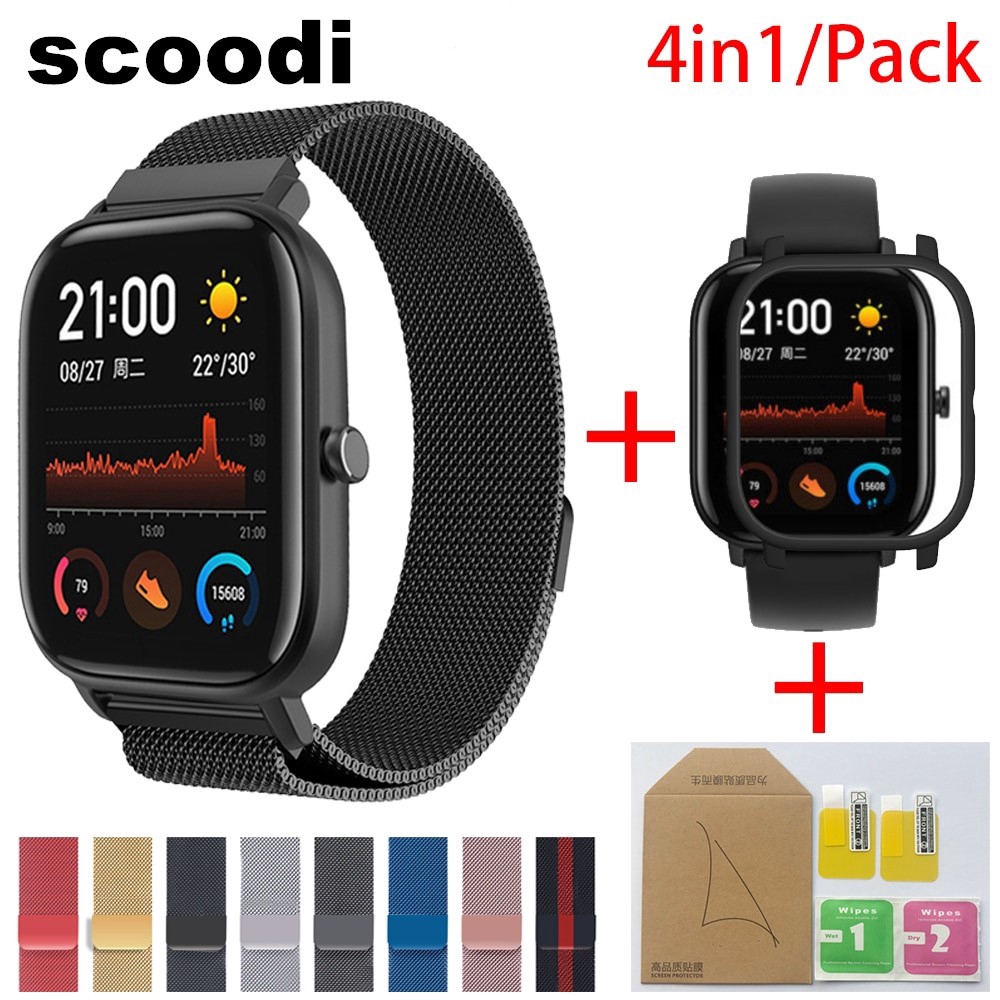 Dây đeo đồng hồ bằng thép không gỉ Milan 4 trong 1 cho for Xiaomi Huami Amazfit GTS