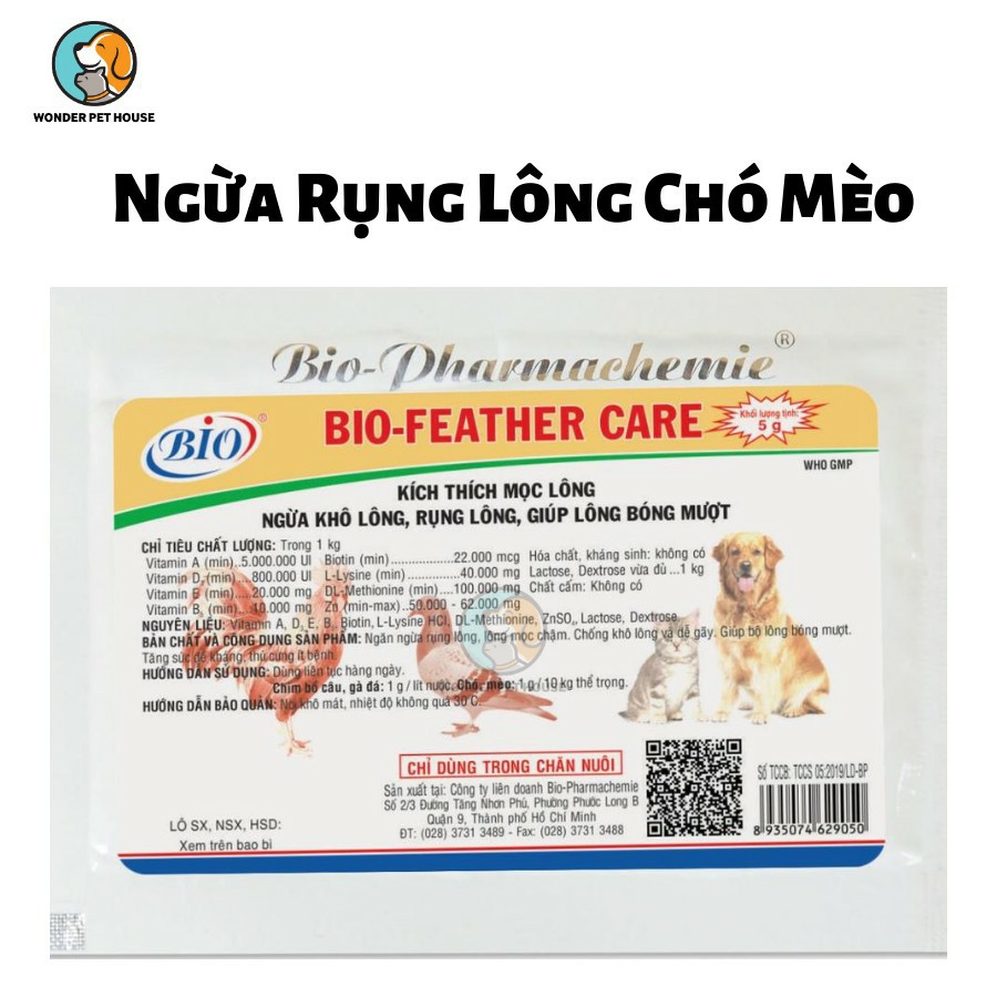 BỘT BIO FEATHER CARE - Giúp Mọc Lông, Ngừa Khô Lông, Rụng Lông, Giúp Lông Bóng Mượt gói 5g