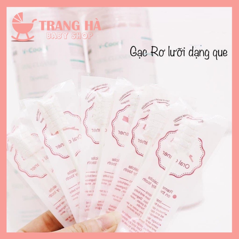 HOT Hộp 30 Que Gạc Rơ Lưỡi Vcool Kháng Khuẩn Đã Tiệt Trùng Vệ Sinh Răng Miệng Cho Bé/ Tưa Lưỡi Vcool