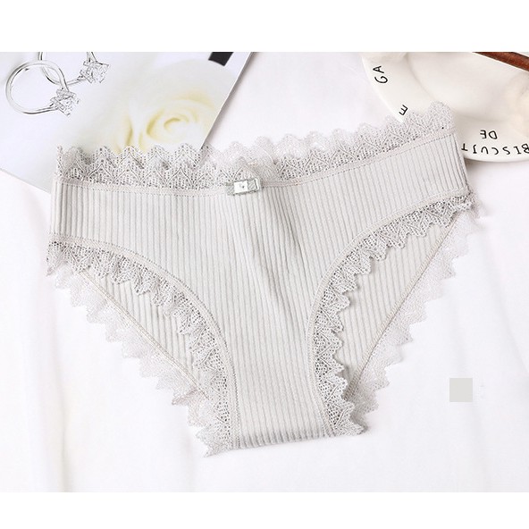 Quần lót nữ, quần cotton tăm viền ren nơ nâng mông kháng khuẩn MS563 | BigBuy360 - bigbuy360.vn