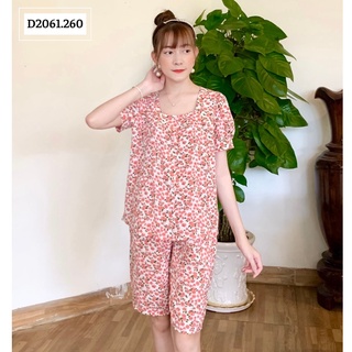 Set Bộ Nữ NHẬT VY Lửng Cổ Vuông Hoa Nhí Chất Mango Mềm Mát Màu Xam, Hồng - D2061