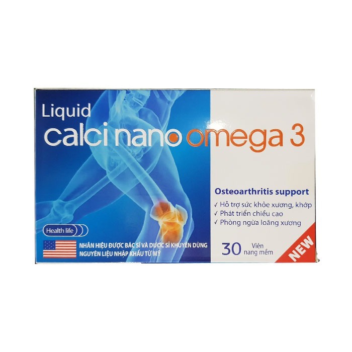 VIÊN UỐNG CANXI NANO OMEGA 3 DÀNH CHO NGƯỜI CẦN BỔ SUNG CANXI LIQUID CALCI NANO OMEGA 3 - HỘP 30 VIÊN