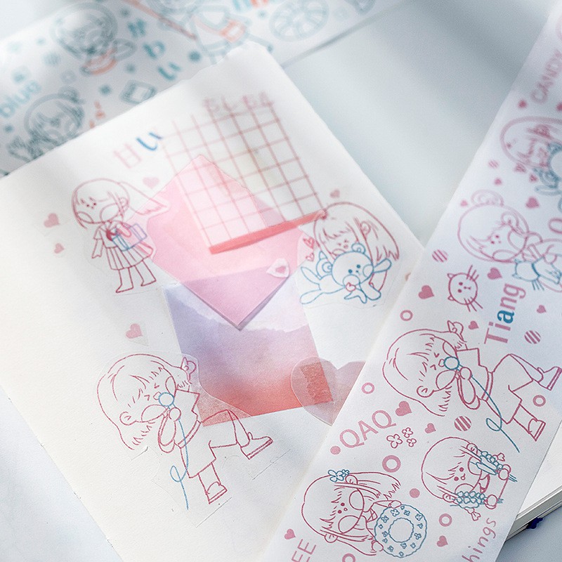 Sticker cute set 2 tấm hình dán dễ thương miếng dán công chúa trang trí sổ planner bullet journal dụng cụ dán UPON TIME