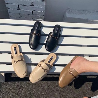 DA MỀM MÁT LỊM Dép sục nữ da mềm trendy ba màu đen kem nâu dễ phối đồ, giày sục có sẵn 5502