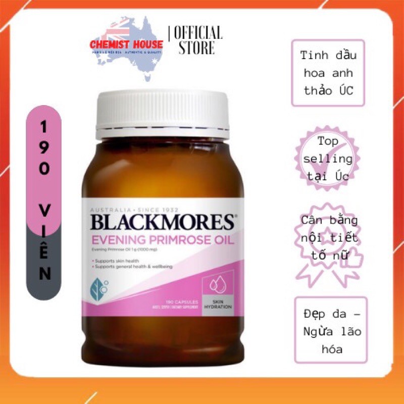 [Hàng Chuẩn ÚC] Blackmores Evening Primrose Oil - Viên uống tinh dầu hoa anh thảo 190 viên MẪU MỚI DATE 2023