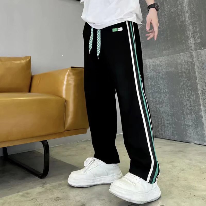 Quần Dài Dáng Suông Rộng Họa Tiết Kẻ Sọc 3 Sọc Đơn Giản Thời Trang quần ống suông Unisex Phong Cách Hàn Quốc quần ống rộng