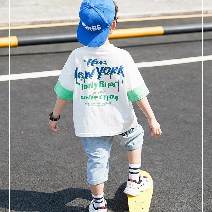 Áo phông côc tay cho bé trai họa tiết The New York xuân hè N00633