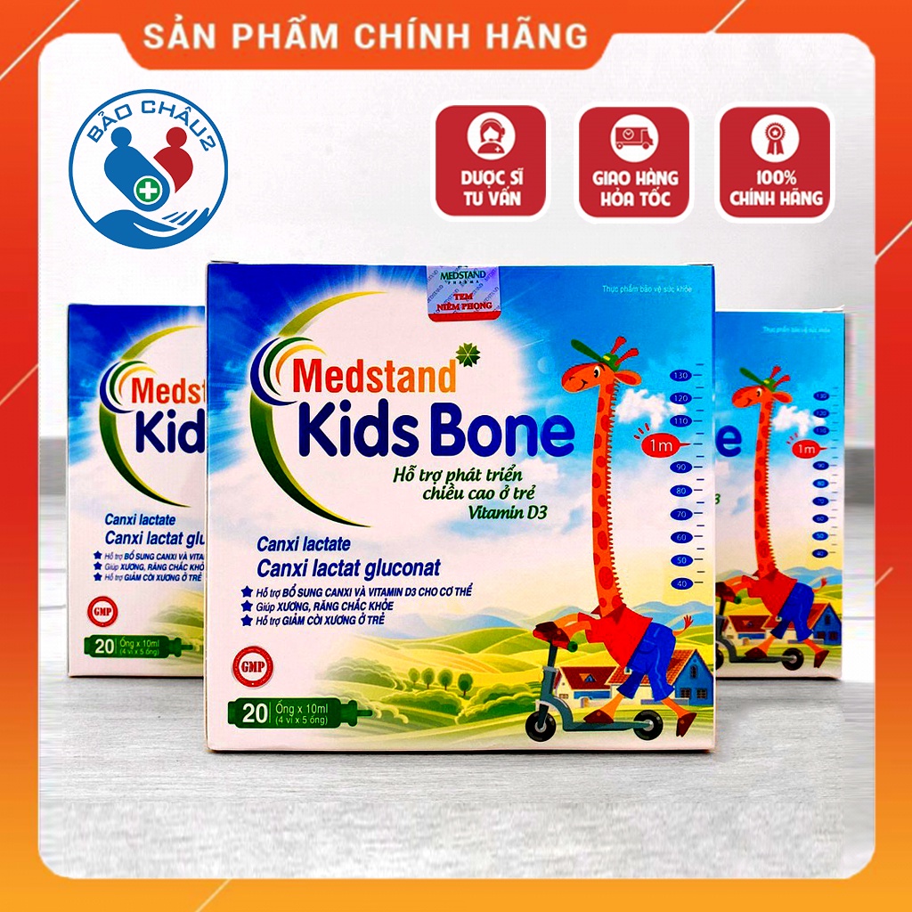 Medstand KIDS BONE - Hỗ trợ phát triển chiều cao ở trẻ em - bổ sung canxi và vitamin D3 (20 ống )