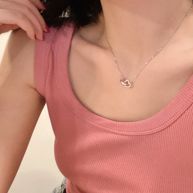 Dây chuyền trang trí mặt hình trái tim thời trang mùa hè phong cách Hàn Quốc dành cho nữ