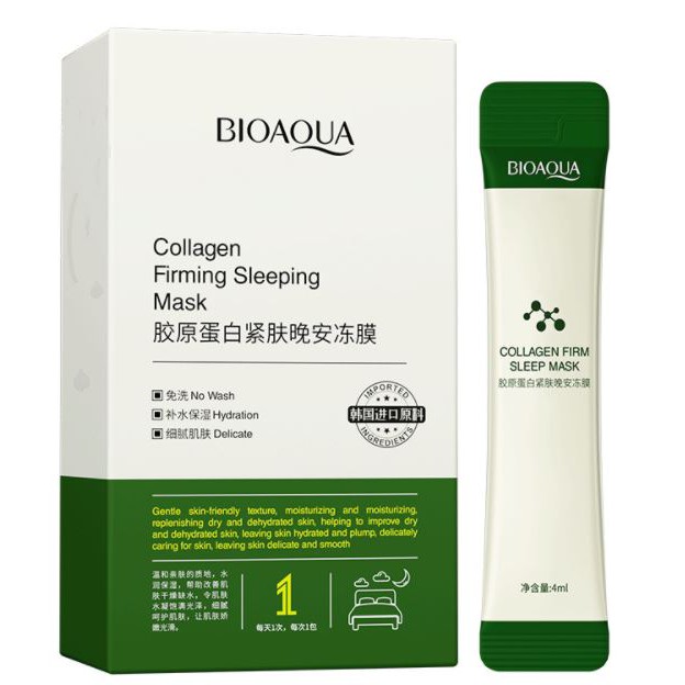 Hộp 20 Gói Mask Collagen Bioaqua - Mặt Nạ Ngủ Dạng Thạch Nâng Cơ, Căng Bóng, Bổ Sung Collagen Cấp Nước Dưỡng Ẩm