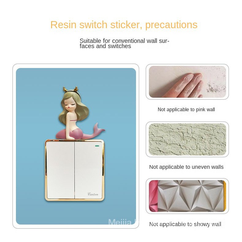 Miếng Dán Trang Trí Công Tắc Tường Bằng Nhựa resin Ba Chiều
