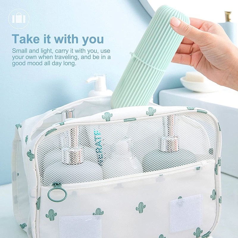 Hộp Đựng Bàn Chải Đánh Răng Chống Trượt Kẻ Sọc Dọc Chất Liệu PP Cao Cấp Đa Năng Mang Đi Du Lịch