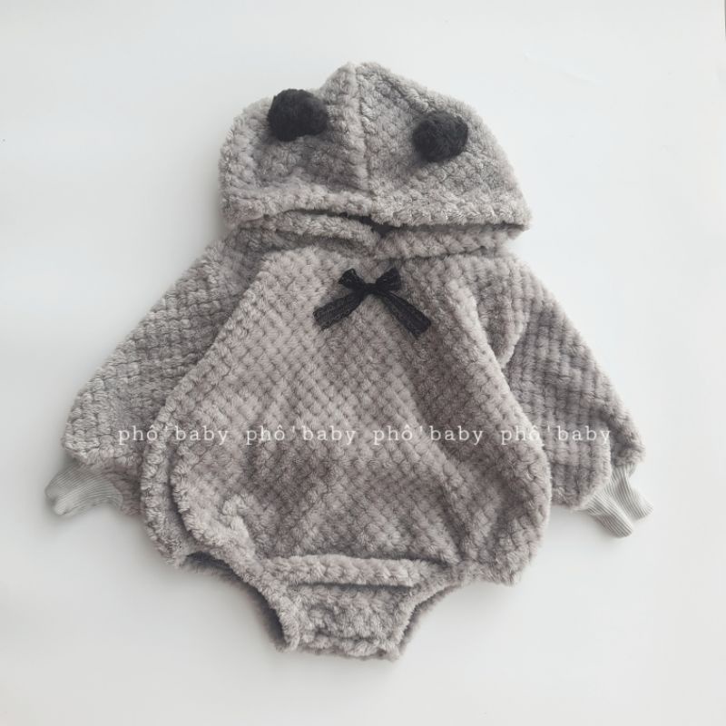 bộ liền thân lông gấu, lông thỏ đáng yêu cho bé