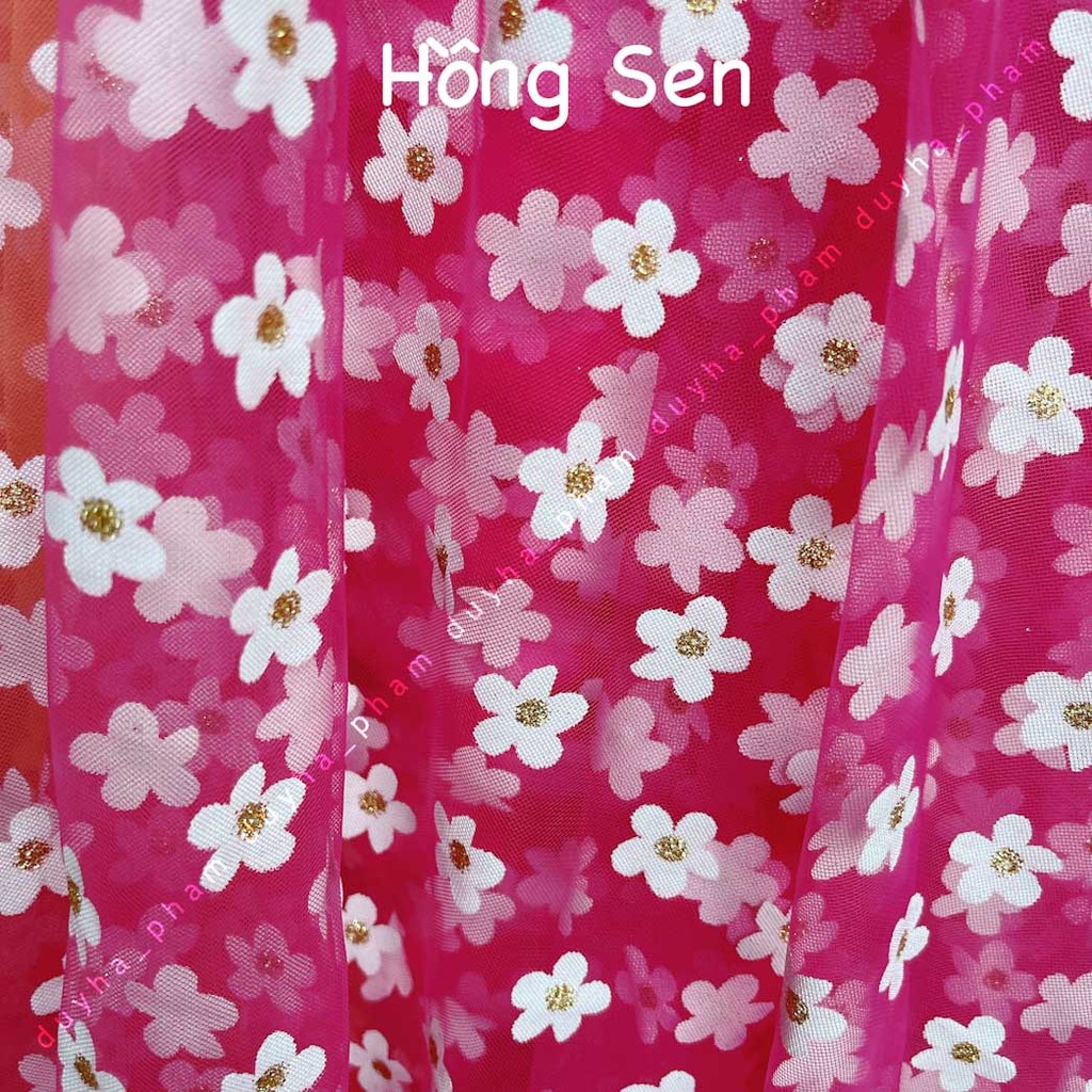 VẢI LƯỚI HOA MAI NHUỴ KIM TUYẾN XIN XẮN