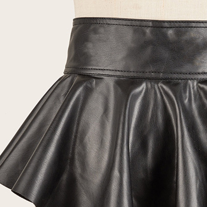 Thắt Lưng Da Bản Rộng Màu Đen Phối Bèo Thời Trang Mùa Hè Cho Nữ