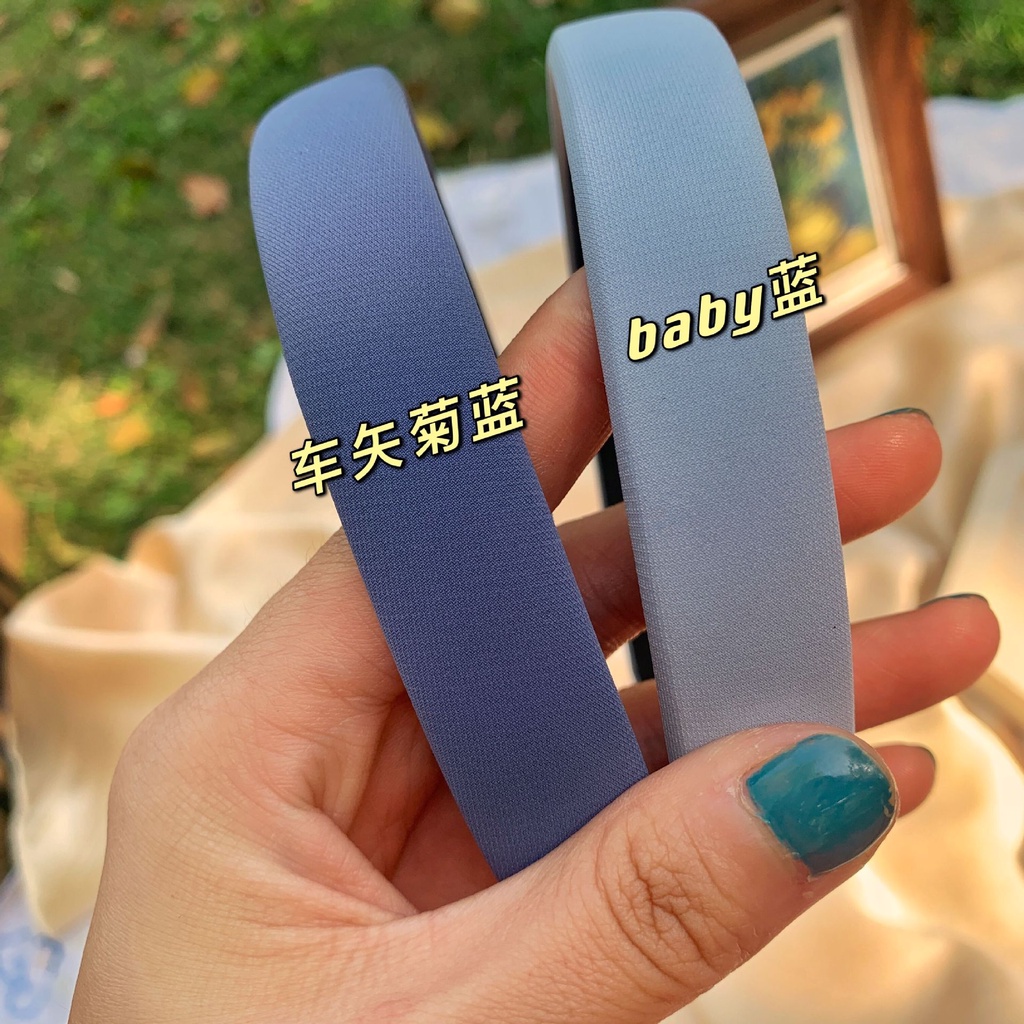 Băng đô xốp bản rộng màu sắc tối giản thời trang mùa xuân