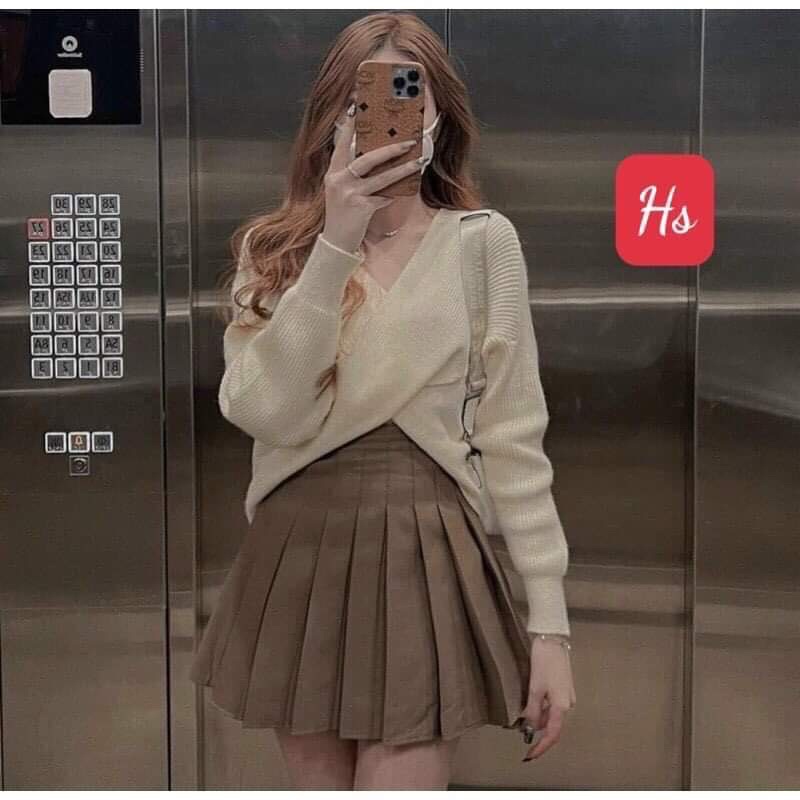 [Mã FAMARAL2 giảm 10K đơn 50K] Áo len trễ vai vạt chéo HS6