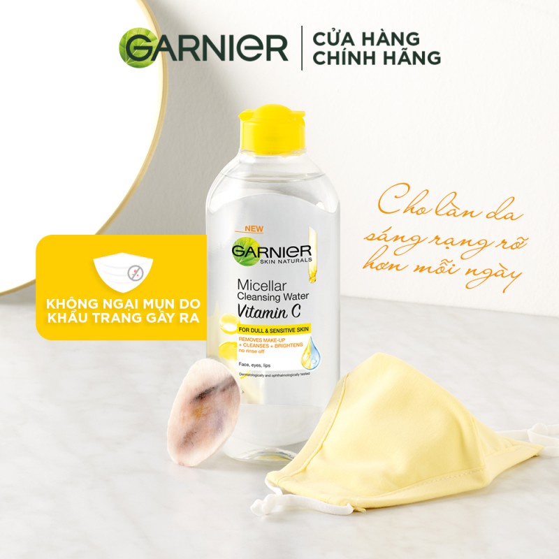 Bộ đôi nước làm sạch và tẩy trang dưỡng sáng da Garnier Micellar Water Vitamin C 400ml