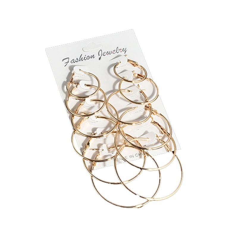 Set 6 Cặp Bông Tai Tròn Phong Cách Hàn Quốc Cổ Điển Cho Nữ Với 3 Màu Tùy Chọn