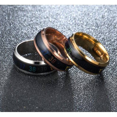 Nhẫn đo nhiệt độ chất liệu thép titanium,có nhiều màu ,nhiều size