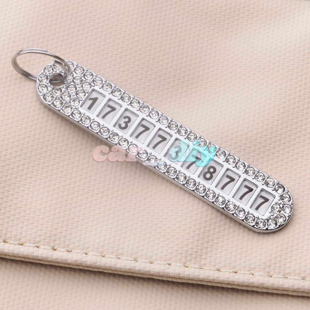 Móc Chìa Khóa Xe Hơi Bằng Da Bện Đính Kim Cương Giả Chống Thất Lạc Sáng Tạo