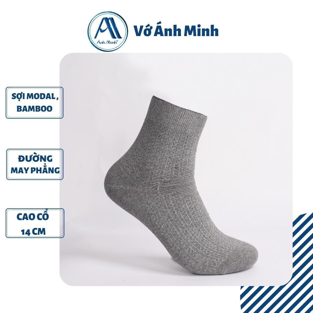 Vớ nam cổ trung  sợi Bamboo/Modal Ánh Minh AMISOCKS cao cấp, dày,mịn màng, hút ẩm, Tất nam Công sở MD/BB04