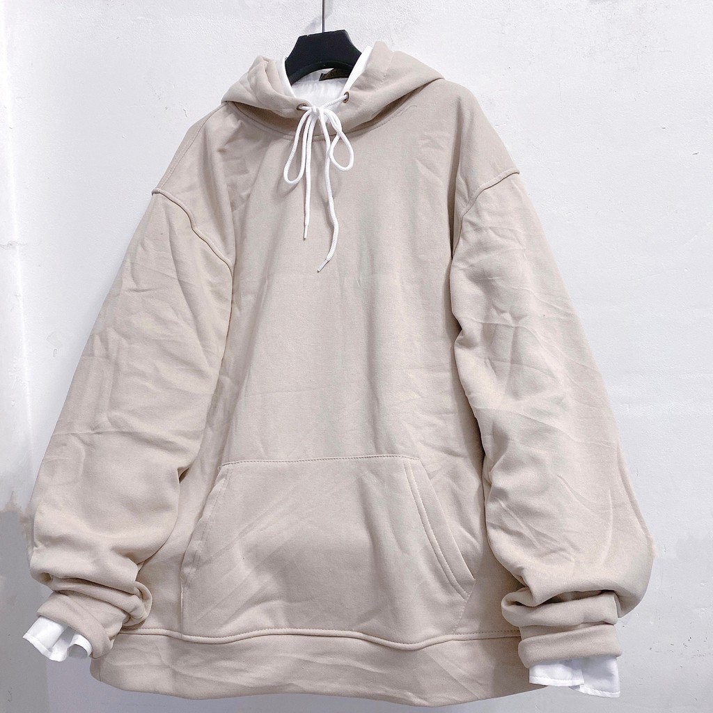 Áo Khoác Hoodie Trơn Màu Kem (Màu Tan) Unisex