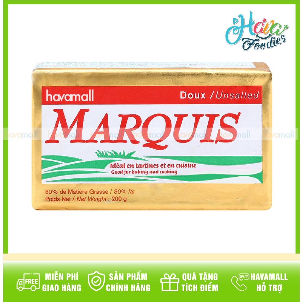 Bơ Lạt Marquis Elle & Vire 80% Béo 200gr - Unsalted Butter