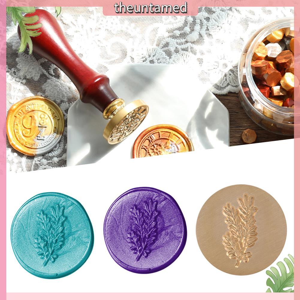 Con Dấu Sáp Niêm Phong Có Tay Cầm Gỗ Họa Tiết Hoa Cổ Điển Độc Đáo