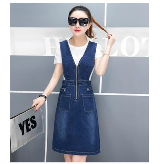 Đầm Yếm Jeans  Phối Túi  Thời Trang D698