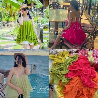 Đầm hai dây phối chân bèo