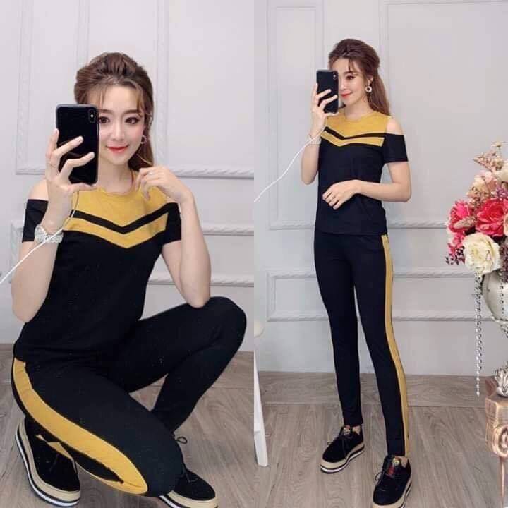 SET BỘ THỜI TRANG TRỄ VAI PHỐI SỌC SIÊU DỄ THƯƠNG