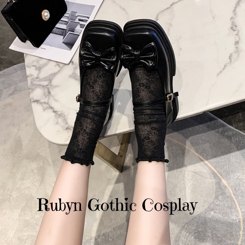 [Sẵn] ✨ Giày Lolita Retro Đính Nơ Tiểu Thư xinh xắn ( đen, trắng) size 35-40