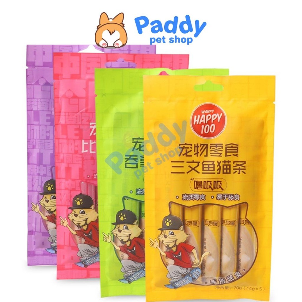 Súp Thưởng Mèo Wanpy Happy 100 (Túi 5 tuýp*14g)
