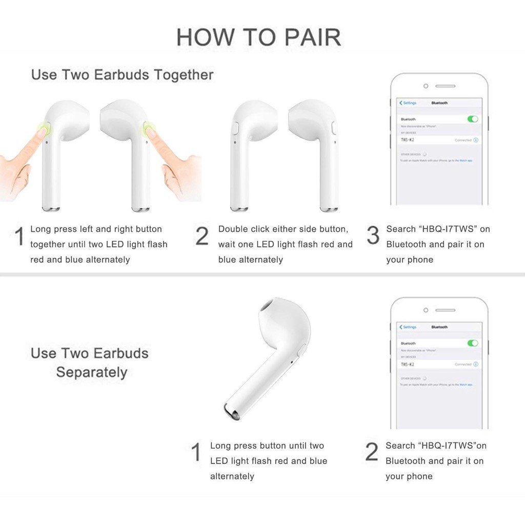 Tai nghe không dây Hot i7S TWS Bluetooth V4.2 âm thanh Stereo | BigBuy360 - bigbuy360.vn