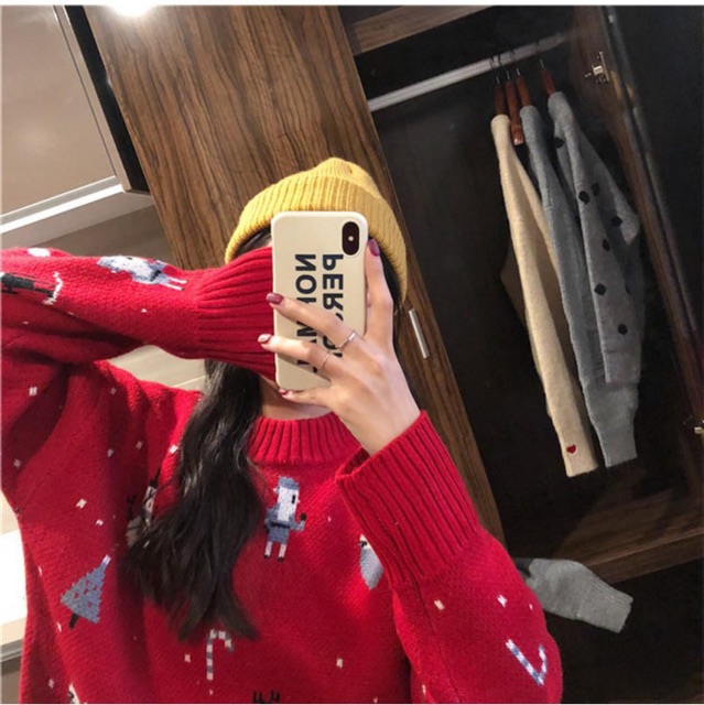 Áo len đôi 2 màu đỏ - đen