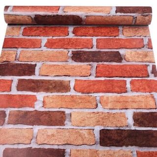 10m giấy dán tường giả gạch đỏ [FREE_SHIP] - 10m decal dán tường giả gạch đỏ có keo sẵn bóc dán đơn giản