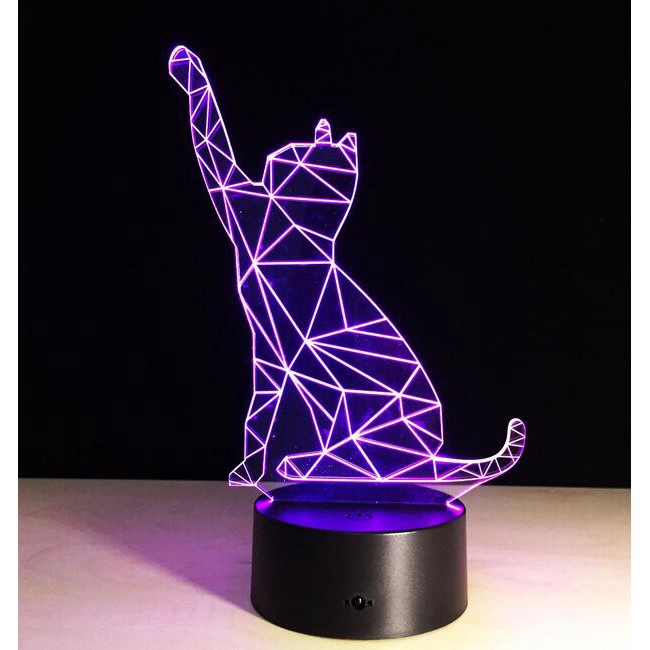 Đèn Led 3D Chiếu Ánh Sáng Hình Mèo Sáng Tạo Kèm Bộ Phụ Kiện