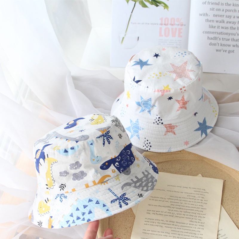 Mũ tai bèo bằng vải cotton mềm in hình khủng long hoạt hình cho bé trai bé gái