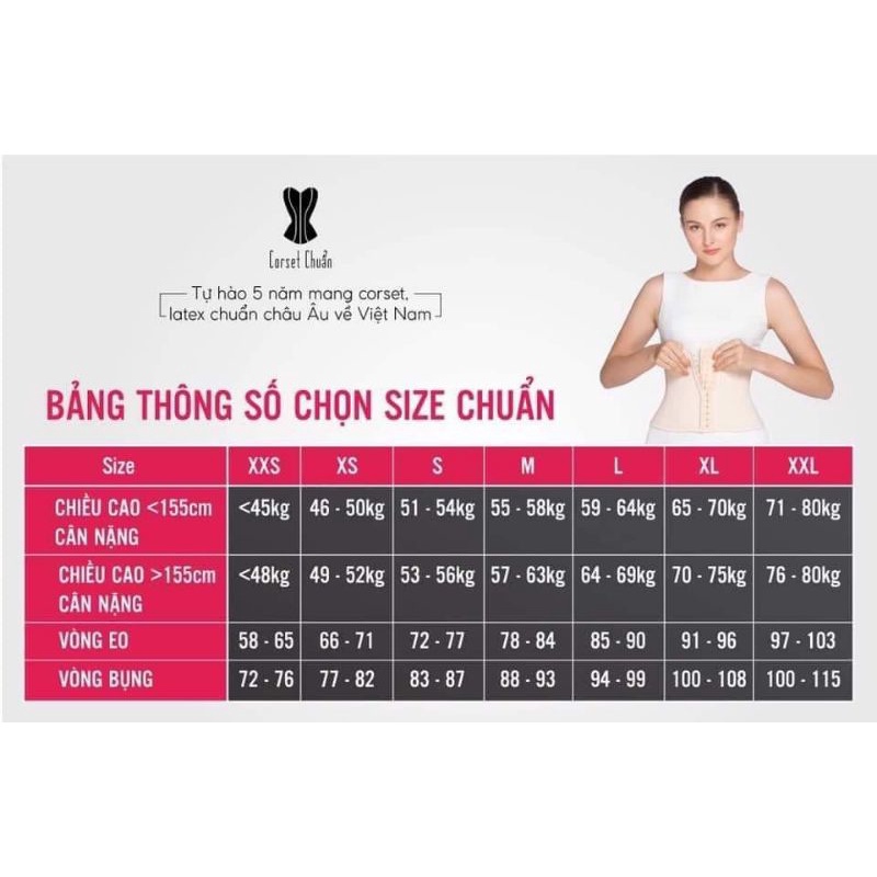 [CHÍNH HÃNG]Gen nịt bụng Latex Corset Chuẩn (Loại 25-27cm) | BigBuy360 - bigbuy360.vn