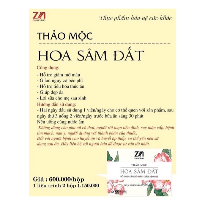Trà Giảm Cân Hoa Sâm Đất Zn