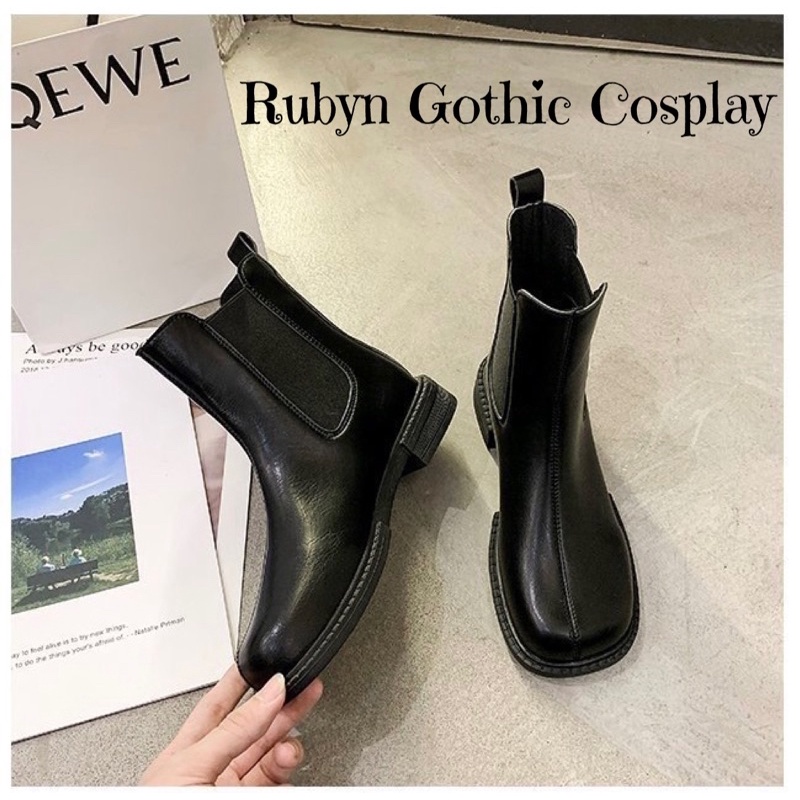 [Sẵn]Giày Boots Chelsea Cổ Lửng 2 màu trắng đen ( size: 35-40) D002