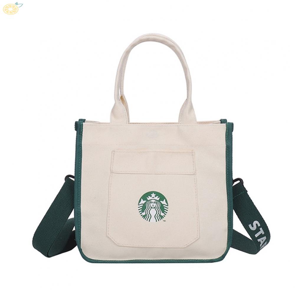 Túi Tote Vải Canvas Cỡ Lớn In Hình Starbucks Cá Tính
