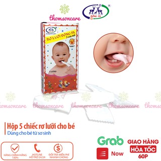 Gạc rơ lưỡi Đông Pha - vệ sinh nướu răng miệng cho trẻ tưa lưỡi cho bé đông fa Hộp 5 chiếc