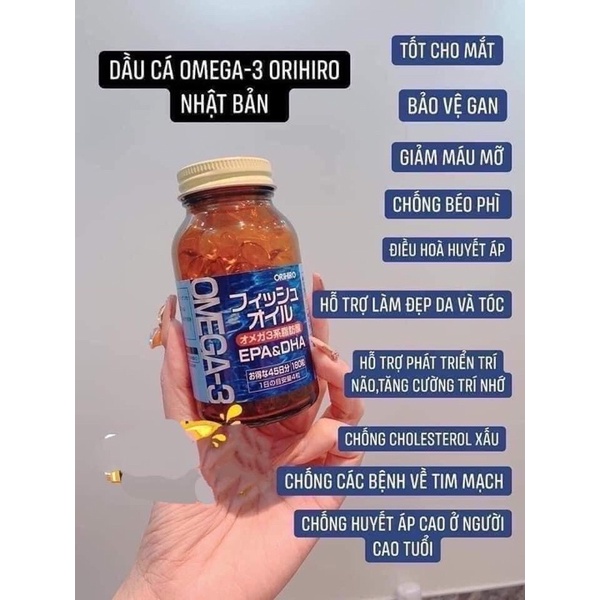 Viên uống dầu cá Omega 3 Orihiro Nhật Bản Hộp 180 viên