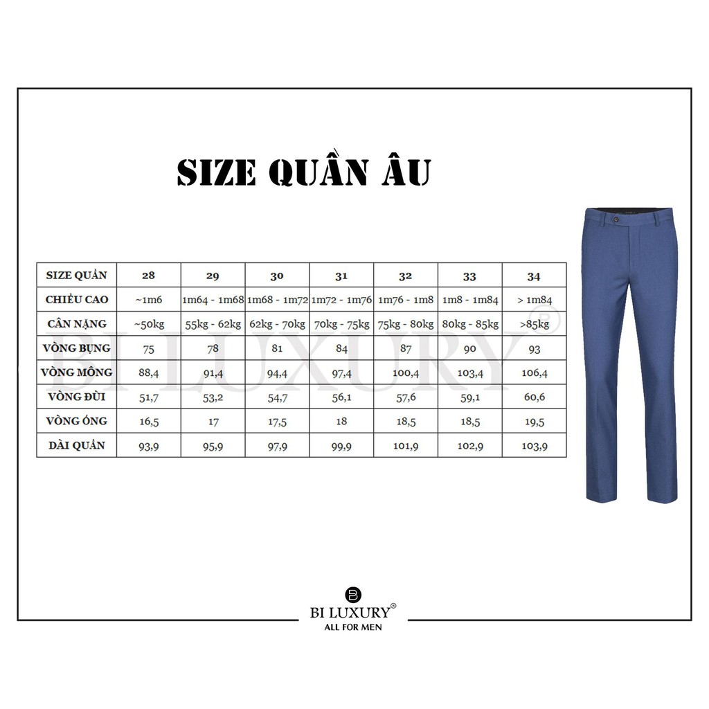Quần âu nam công sở Biluxury 5QAUB004DEN ống đứng tôn dáng chuẩn form slimfit không nhăn nhàu